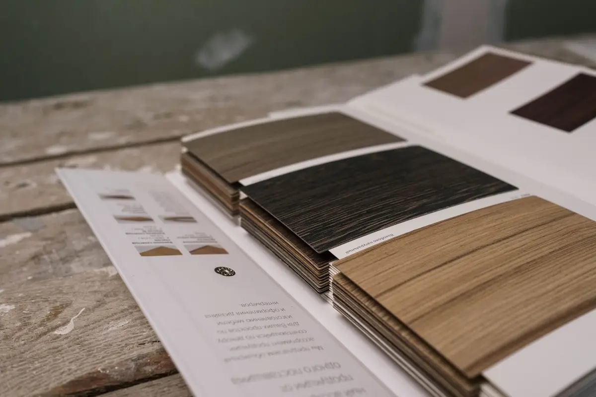 Échantillons de parquet en bois de différentes teintes